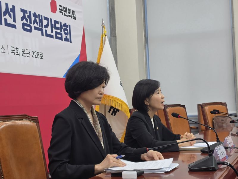 21일 김재진 닥사 상임 부회장(왼쪽)과 최수진 국민의힘 의원이 비공개 간담회 직후 기자들과 만나 질의응답을 진행하고 있다. 사진=임상혁 기자