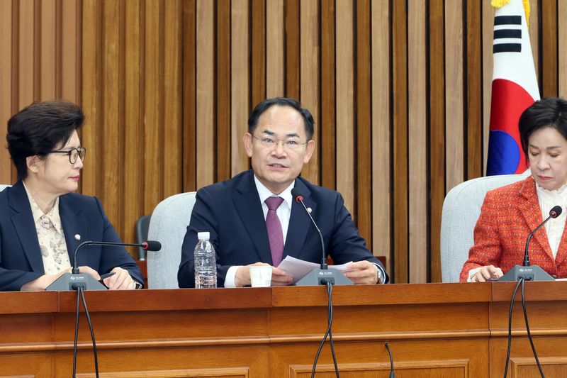 국민의힘 임종득 국방위 간사가 22일 국회에서 열린 원내대책회의에서 발언하고 있다. 사진=박범준 기자