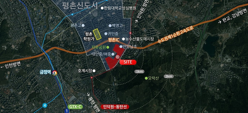 평촌샘마을 위치도. 한국토지신탁 제공