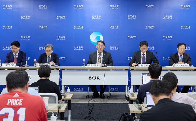 장정수 한국은행 부총재보가 22일 서울 중구 한은에서 열린 금융안정 상황 설명회에서 발언하고 있다. 한은 제공