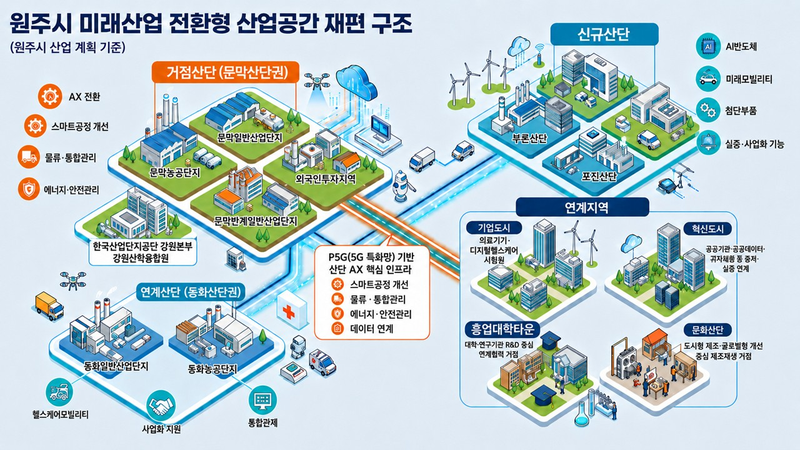 원주시 미래산업 전환형 산업공간 개편 안내도. 원주시 제공