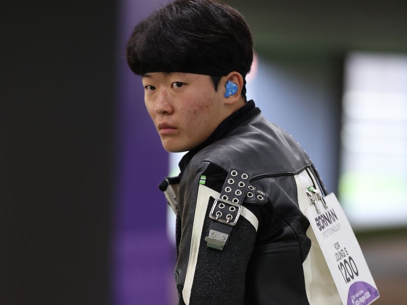 25일 일본 아이치현 종합사격장에서 열린 2026 아이치·나고야 아시안게임 남자 50m 소총 3자세 개인전 본선 겸 단체전에 출전한 정승우. 연합뉴스