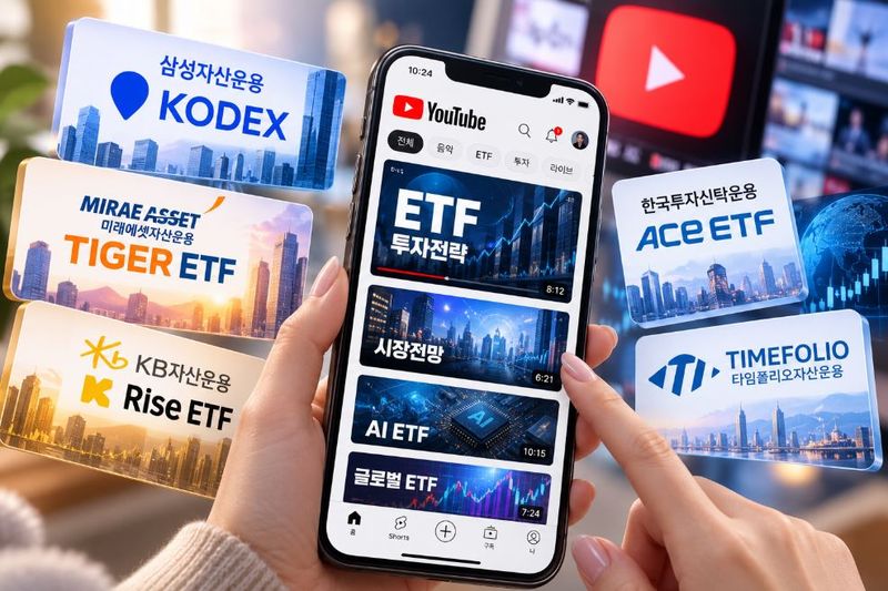 생성형 AI가 대형 운용사들의 ETF 마케팅 경쟁 유튜브 채널 개설을 형상화 한 이미지. 챗GPT 제공.