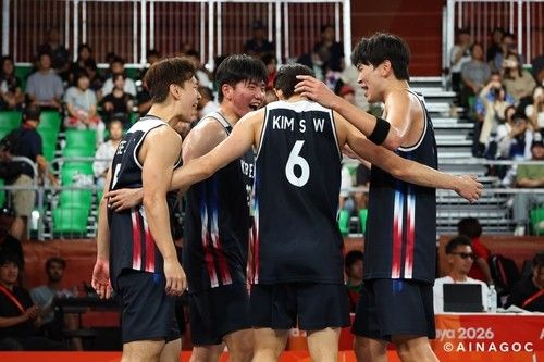 22일 조별리그 경기 때 한국 3대3 남자 농구 대표팀 모습 (출처=연합뉴스)