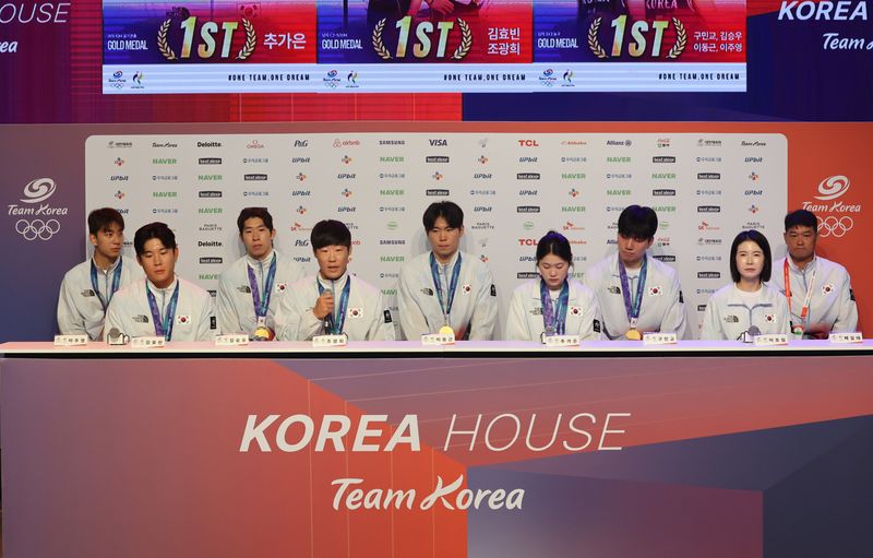 26일 일본 나고야 2026 아이치·나고야 아시안게임 코리아하우스에서 열린 메달리스트 기자회견에서 카누에서 2관왕에 오른 조광희 선수가 취재진의 질문에 답하고 있다. 연합뉴스