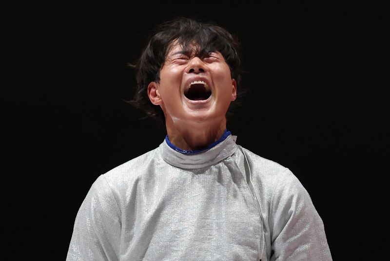 26일 일본 아이치현 도코나메 아이치 스카이 엑스포에서 열린 2026 아이치·나고야 아시안게임 펜싱 남자 사브르 단체전 결승에서 승리하며 아시안게임 4연패를 달성한 오상욱이 포효하고 있다. 2026.9.26 ⓒ 뉴스1 김민지 기자 /사진=뉴스1