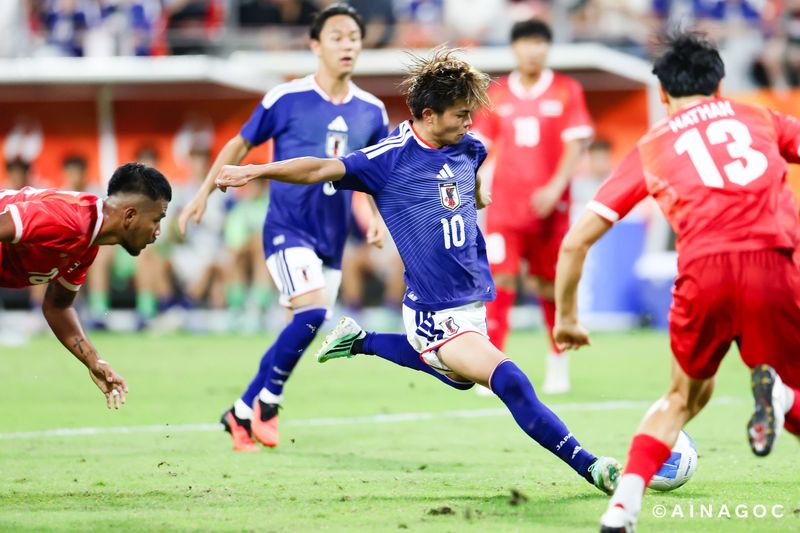 2026 아이치·나고야 아시안게임 남자 축구에 출전한 일본의 이사이 히사쓰구.사진=2026 아이치·나고야 아시안게임 조직위원회 제공