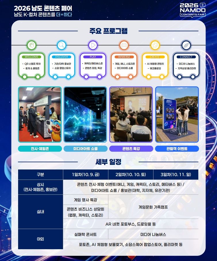 2026 남도 콘텐츠 페어 세부 일정