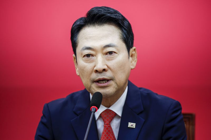 [서울=뉴시스] 정병혁 기자 = 장동혁 국민의힘 대표가 28일 서울 여의도 국회에서 강신철 국방부 장관을 만나 발언하고 있다. 2026.09.28. jhope@newsis.com