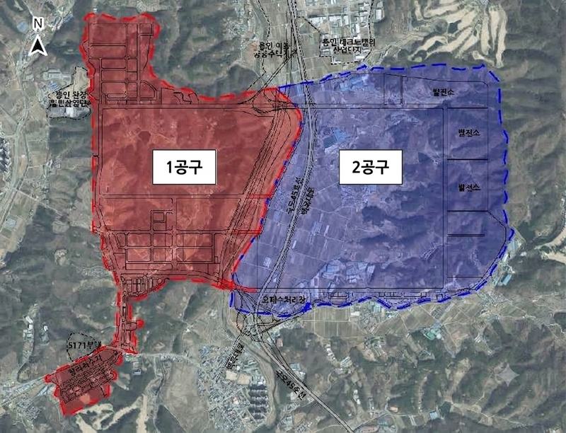 용인 반도체 국가산업단지 조성공사 1공구 및 2공구 위치도. 한국토지주택공사 제공