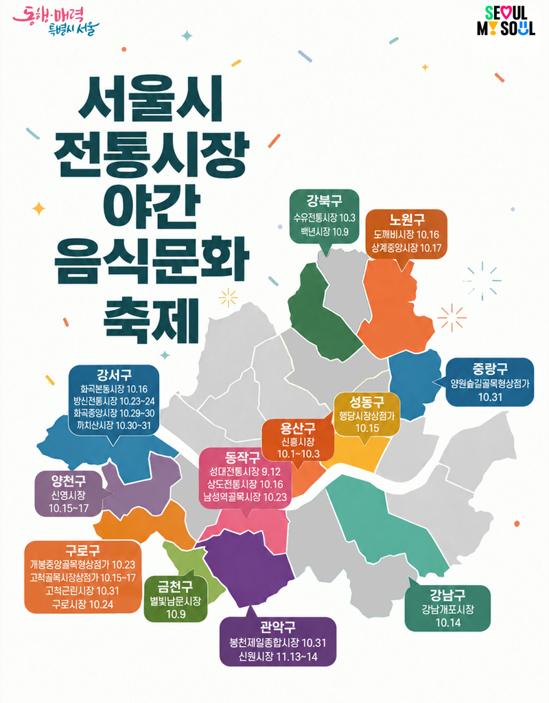 서울 전통시장 23곳 '가을밤 축제'…12개 자치구서 야간축제