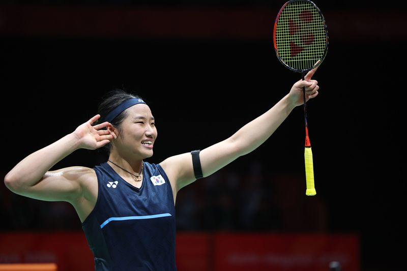 대한민국 안세영이 29일 일본 이치노미야 시립체육관에서 열린 2026 아이치·나고야 아시안게임 배드민턴 여자 단식 결승전에서 금메달을 확정한 후 인사하고 있다. 뉴스1