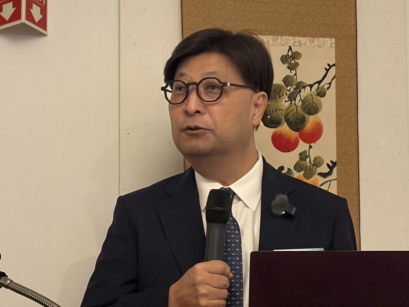 29일 고상백 한국보건산업진흥원 원장이 오찬간담회에서 인사말을 하고 있다. 사진=정상희 기자