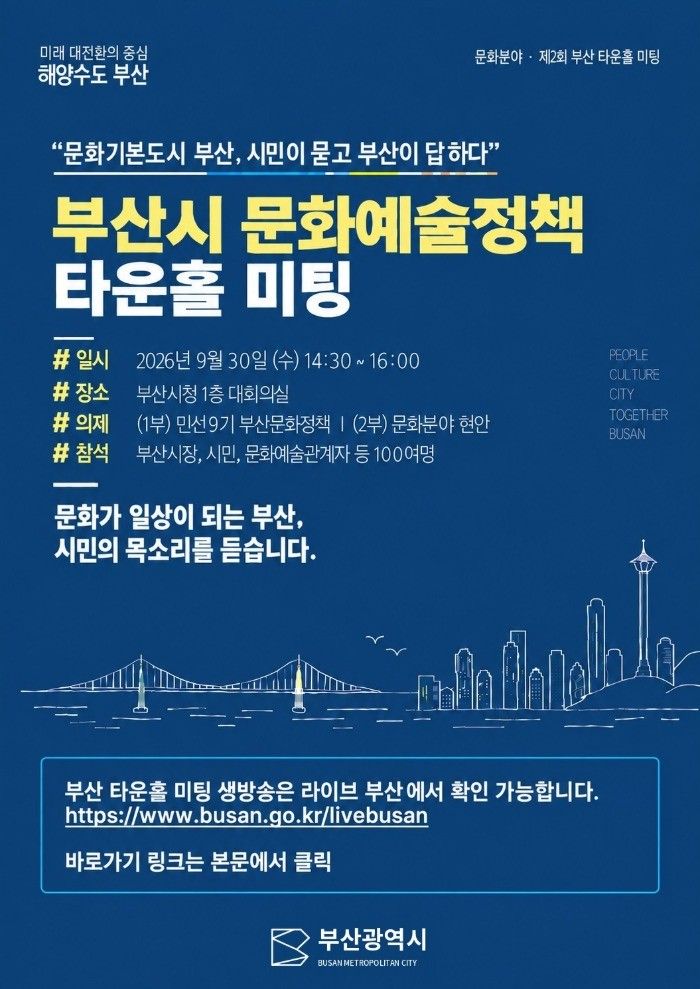 부산시 문화예술정책 타운홀 미팅 홍보물. 부산시 제공