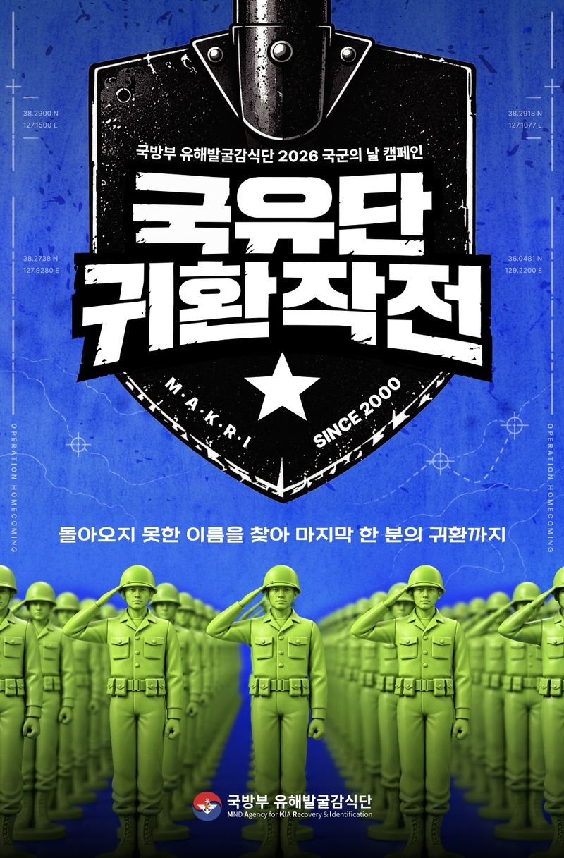 국방부 유해발굴감식단, 6·25 전사자 귀환 주제 피규어 전시회 포스터. 국방부 제공