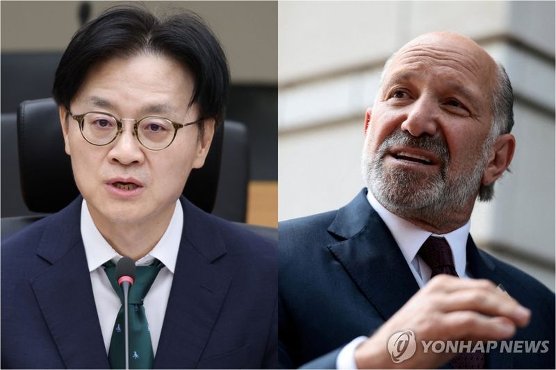 김정관 산업통상부 장관(왼쪽)과 하워드 러트닉 미 상무장관 (출처=연합뉴스)