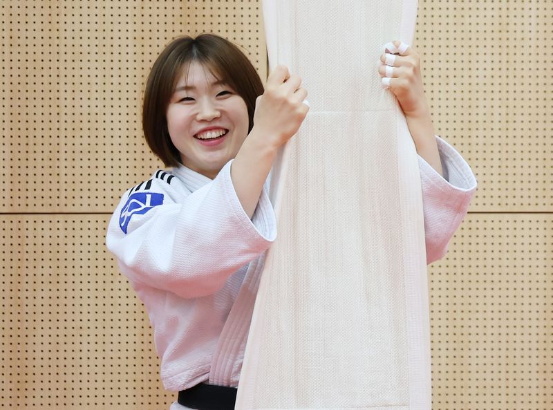 유도 국가대표 허미미가 9일 충북 진천선수촌에서 열린 2026 아이치-나고야 아시아게임 유도 국가대표 미디어데이에서 미소를 보이고 있다. 2026.9.9 ⓒ 뉴스1 김민지 기자