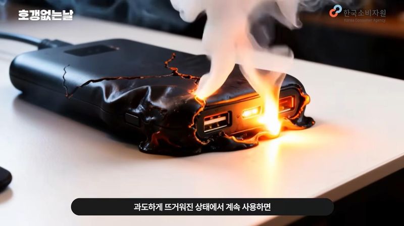보조배터리 화재 (출처=연합뉴스)