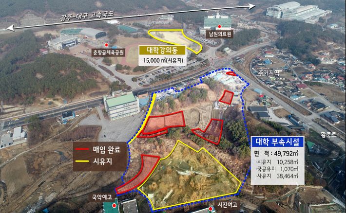 전북 남원시 국립의학전문대학원 설립 부지 계획도. 전북도 제공