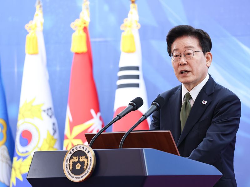 이재명 대통령이 1일 충남 계룡대에서 열린 제78회 국군의 날 기념오찬에서 발언을 하고 있다. 청와대통신사진기자단