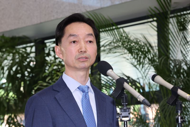 김지용 중대범죄수사청장 후보자가 지난 14일 오후 청문회 준비 사무실이 마련된 서울 종로구 정부서울청사 창성동 별관에서 입장 발표를 하고 있다. 뉴스1