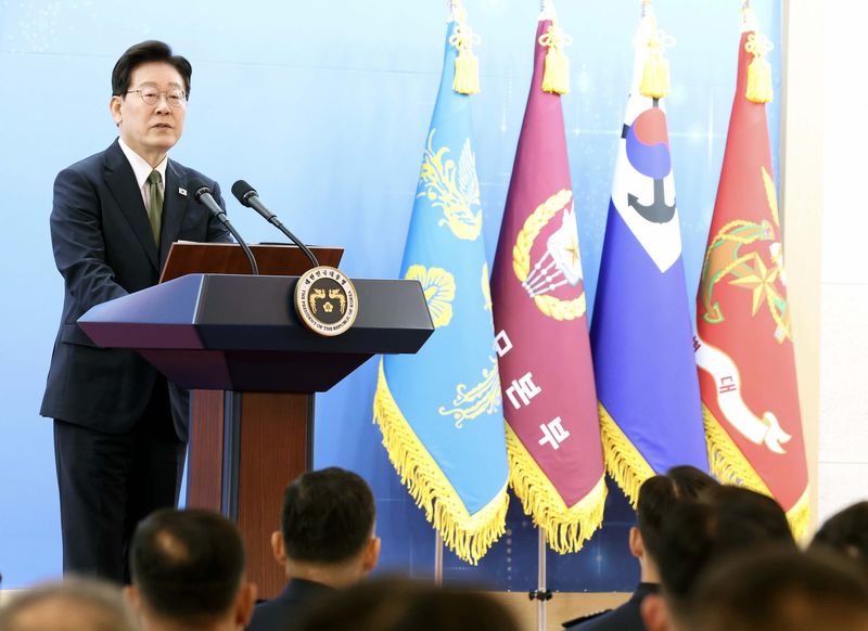 [계룡=뉴시스] 조성봉 기자 = 이재명 대통령이 1일 충남 계룡대에서 열린 제78회 국군의 날 기념 오찬에서 발언하고 있다.2026.10.01. suncho21@newsis.com