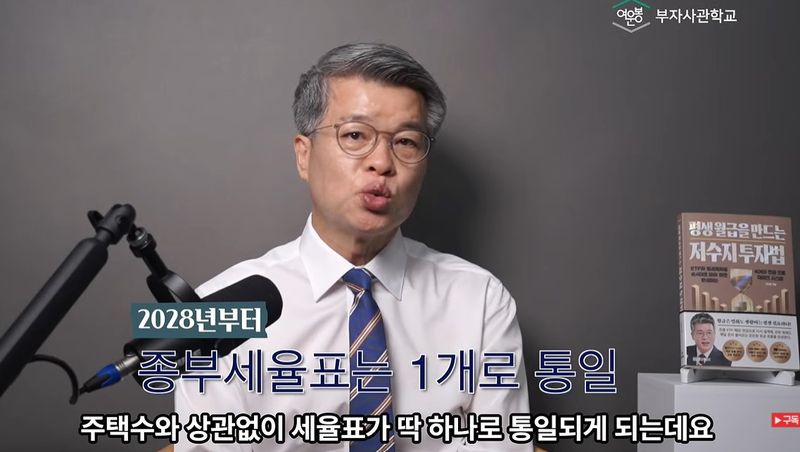 [서울=뉴시스]여운봉 금융경제 전문가가 종부세 개편안에 따른 다주택자의 종부세 부담 변화에 대해 설명하고 있다. (사진=유튜브 '여운봉 부자사관학교' 캡처) 2026.10.01