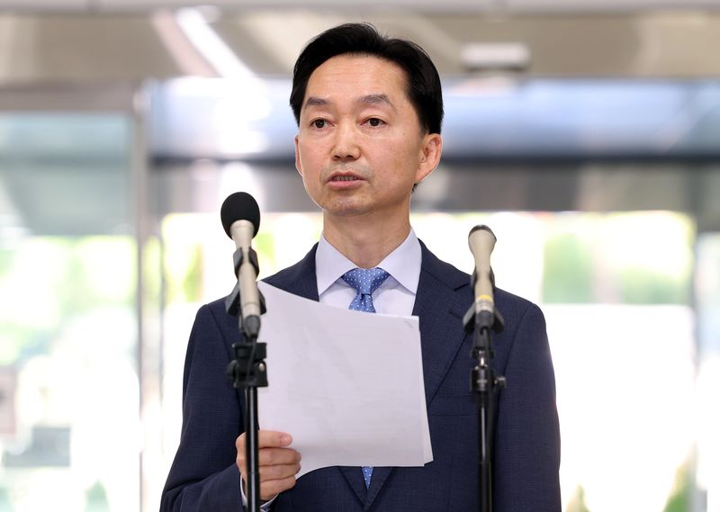김지용 중대범죄수사청장 후보자가 14일 오후 서울 종로구 정부서울청사 창성동 별관에서 최근 현안 관련 입장 표명을 하고 있다. 뉴시스