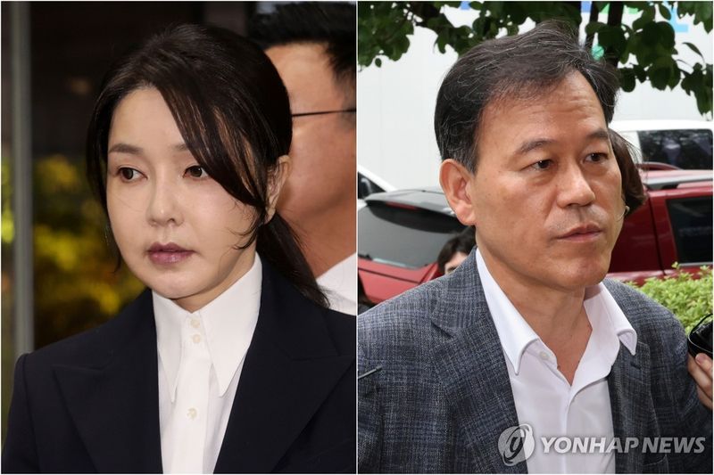 김건희(왼쪽)와 국민의힘 윤한홍 의원 (출처=연합뉴스)