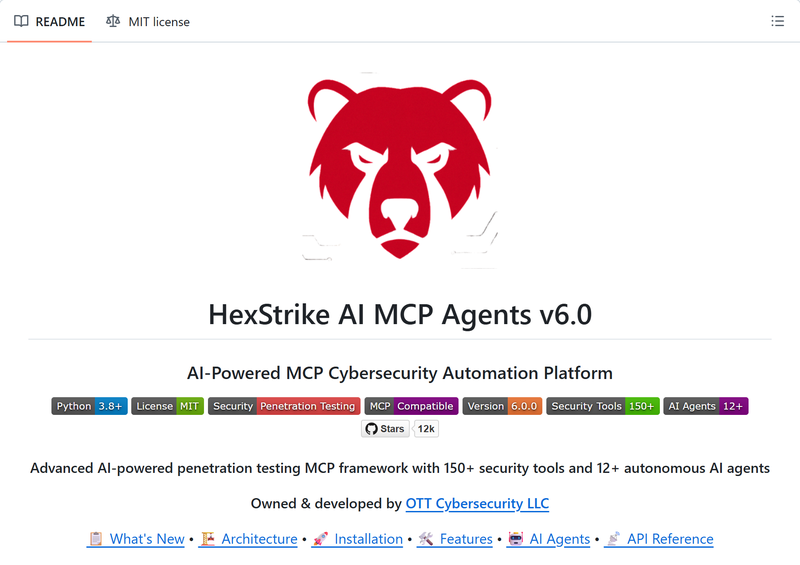 개발자 플랫폼 깃허브(GitHub)에 공개된 침투테스트 플랫폼 '헥스스트라이크 AI' 로고. 깃허브 갈무리