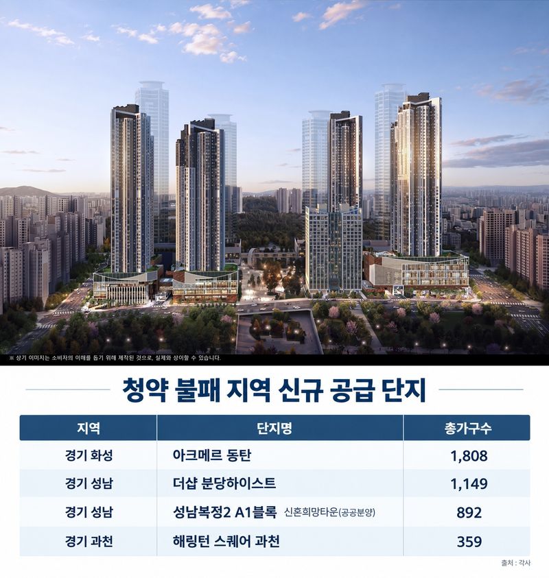 성남·과천·동탄은 흥행, 외곽은 미달…경기 청약 양극화