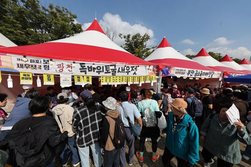 지난해 열린 '제18회 마포나루 새우젓축제' 현장이 행사 참석자들로 인산인해를 이루고 있다. 마포구 제공