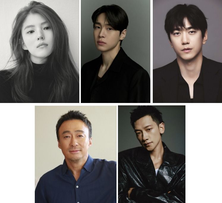 왼쪽 상단부터 시계방향으로 배우 한소희, 강유석, 성준, 정지훈, 이성민 / 넷플릭스 '나 혼자만 레벨업'