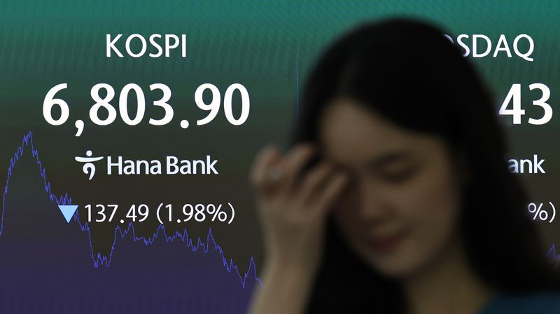 7일 오후 서울 중구 하나은행 본점 딜링룸 전광판에 코스피 등 시황이 표시되고 있다=2026.10.7 ⓒ 뉴스1 구윤성 기자