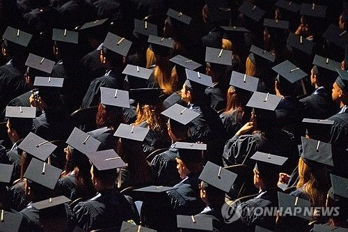 한 미국 대학교 졸업식. 연합뉴스