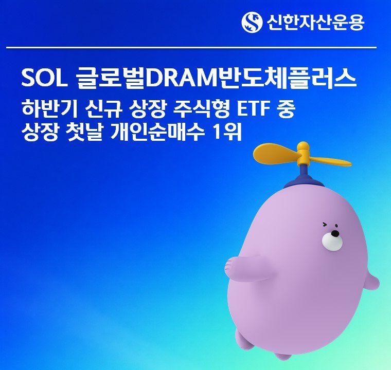 상장 첫날 개인 58억 샀다…SOL 글로벌DRAM반도체플러스, 하반기 반도체 ETF 1위