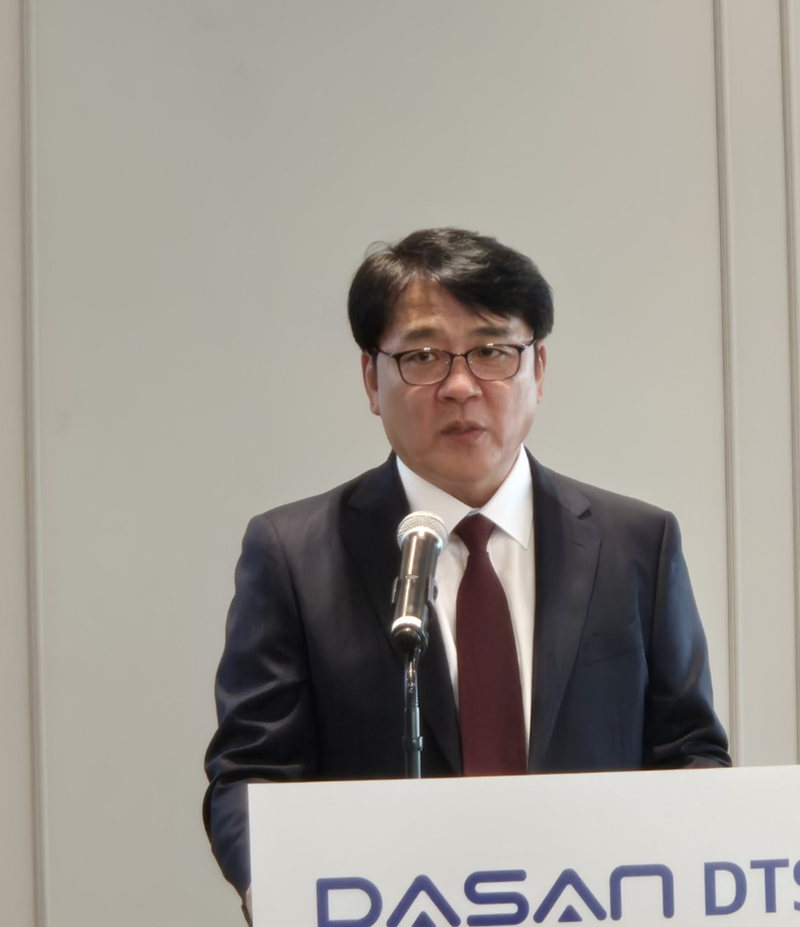 김중일 디티에스 대표가 8일 서울 여의도 CCMM에서 열린 IPO 기자간담회에서 회사의 비전에 대해 소개하고 있다. 사진=강중모 기자