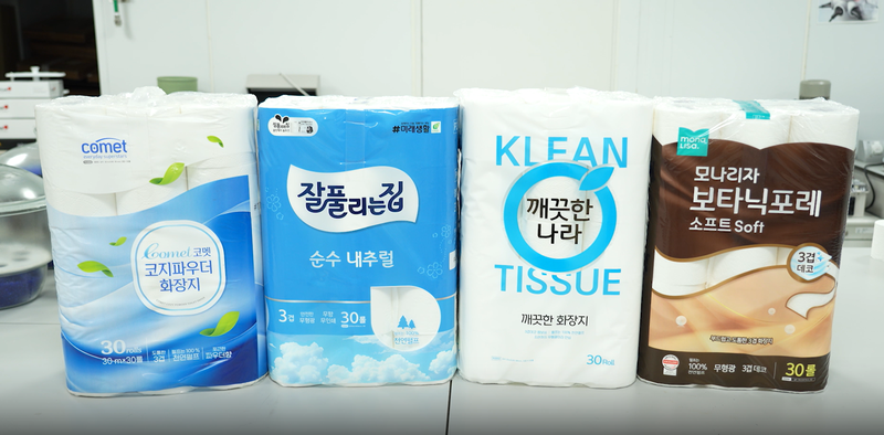 한국소비자원 화장실용 화장지 품질비교 시료 제품. 한국소비자원 제공