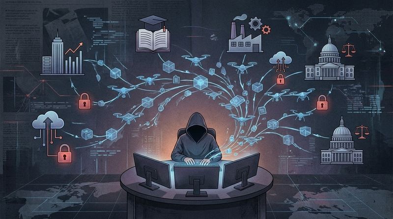 한 명의 공격자가 AI 에이전트로 여러 기관을 동시에 공격하는 장면 (출처=연합뉴스)