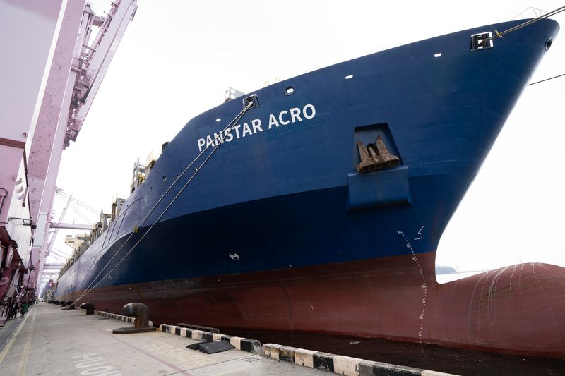 Photograph accompanying South Korea's first Arctic container round trip set out from Busan less than a third full