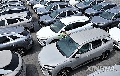중국의 수출용 신에너지차. 연합뉴스