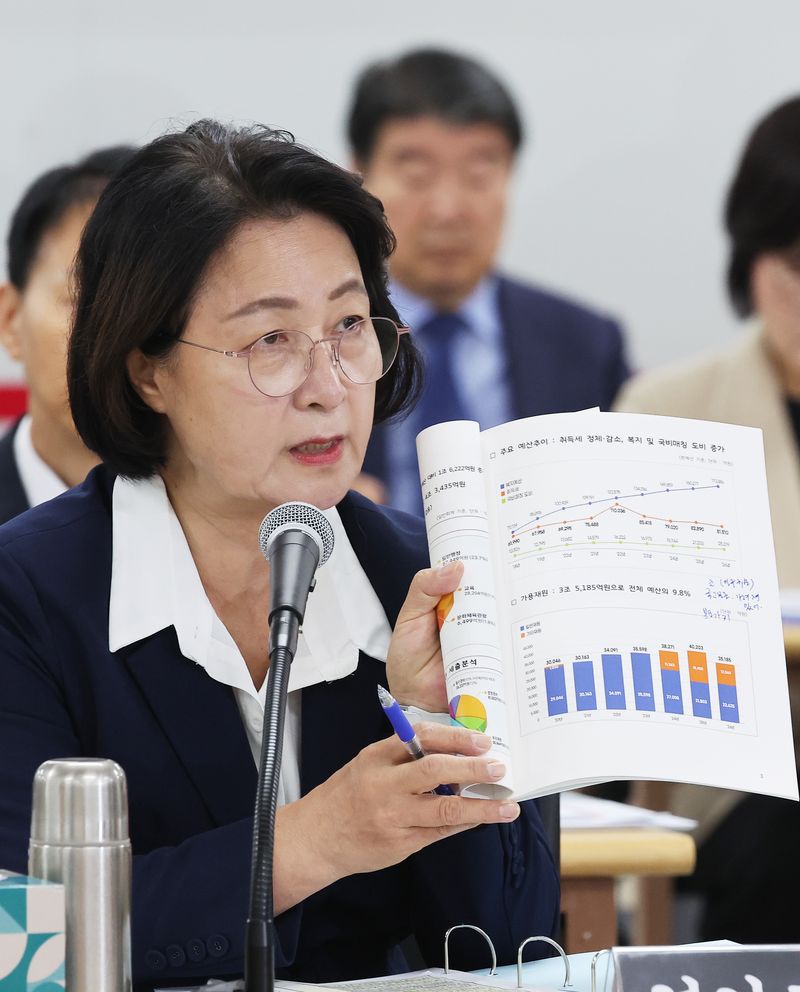 13일 수원시 영통구 경기도청에서 열린 국회 행정안전위원회의 경기도에 대한 국정감사에서 추미애 경기도지사가 위원 질의에 답변하고 있다. 연합뉴스