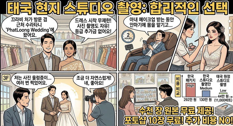 동남아 스튜디오 촬영이 합리적 선택은 아닐 수 있지만 한국의 스드메 시장은 과도하게 공급자 우위로 형성돼 있는 것 같다. AI 생성이미지.