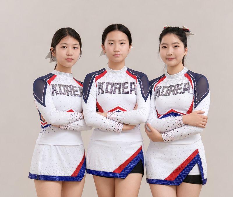 말레이시아에서 열리는 '2026 ICU 아시아 치어리딩 선수권대회'에 대한민국 국가대표로 출전하는 제주 국제학교 학생들. 왼쪽부터 한국국제학교 제주캠퍼스(KIS Jeju) 최예담·김지아, 노스런던컬리지에잇스쿨 제주(NLCS Jeju) 류다현 학생이다. 세 선수는 제주 블랙이글스 소속으로 18일 유스 올걸 미디언 경기에 출전한다. 사진=대한치어리딩협회