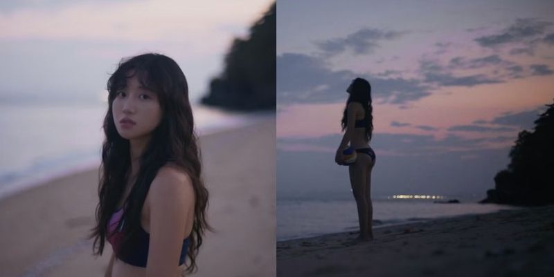 신지은이 해변에서 비치발리볼을 든 채 카메라 앞에 선 모습을 공개했다.사진 출처=신지은 인스타그램 캡쳐