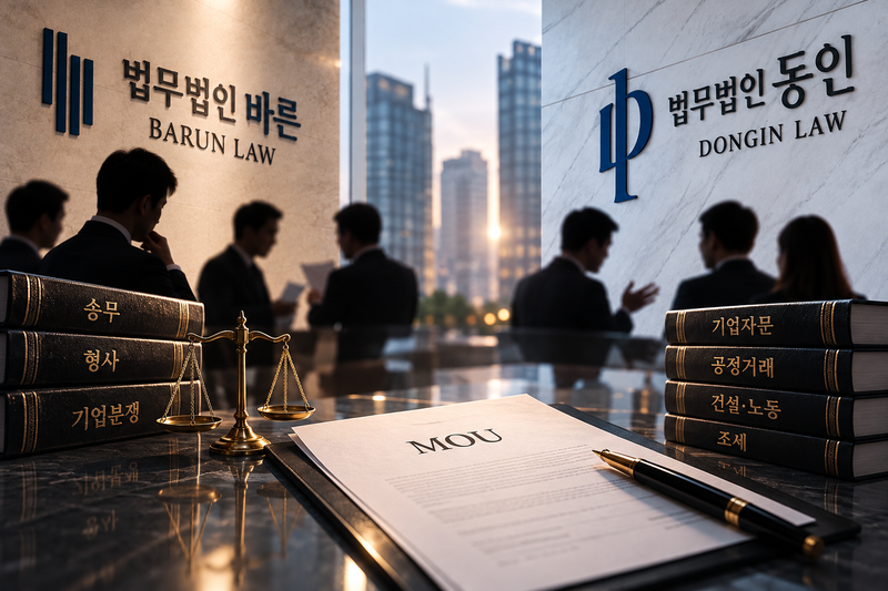 대형로펌인 바른과 동인이 합병 추진을 하고 있다. AI 생성 이미지