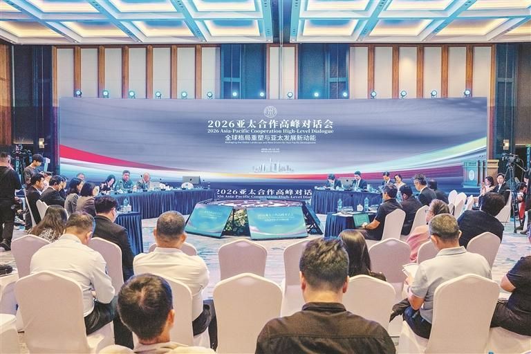 지난 12·13일 중국 선전 바오안에서 열린 "2026 APEC 고위급 대화" 원탁 토론 모습. 안 전 회장이 주요 연사로서 발표하고 있다. 선전시 웹사이트 갈무리.