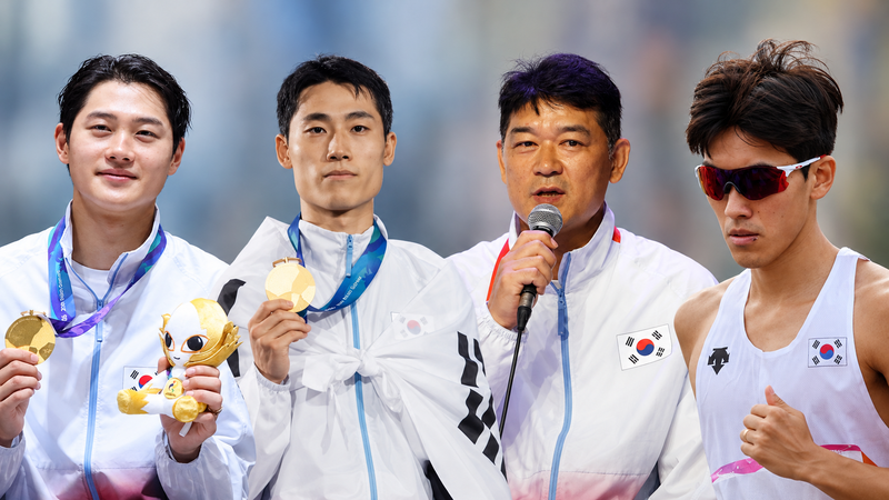 17일 오후 제주월드컵경기장에서 열리는 '2026 아이치·나고야 아시안게임 대한민국 선수단 우수선수 시상식' 참석 예정자들. 왼쪽부터 펜싱 2관왕이자 한국 선수단 최우수선수(MVP)인 오상욱, 테크볼 초대 금메달리스트 이준석, 남자 3대3 농구의 첫 아시안게임 금메달을 이끈 배길태 감독, 마라톤 특별상 수상자 박민호. 이날 시상식에는 전국체전 자원봉사자와 군 장병도 시상자로 참여한다. 사진=연합뉴스·뉴시스·뉴스1 자료사진