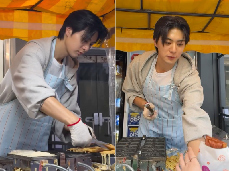 A씨가 다 구운 붕어빵을 손님에게 건네고 있다. /사진=인스타그램
