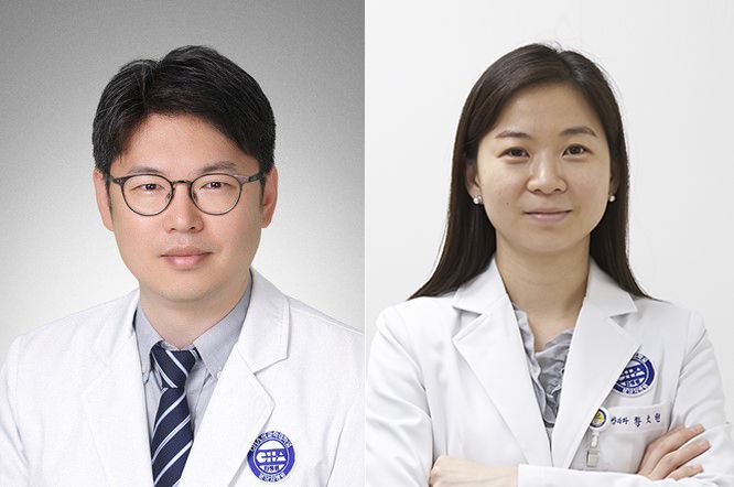 분당차병원 종양내과 전홍재, 병리과 황소현 교수. 분당차병원 제공.
